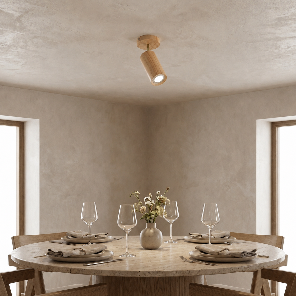 Log-style ceiling spotlight with adjustable heads