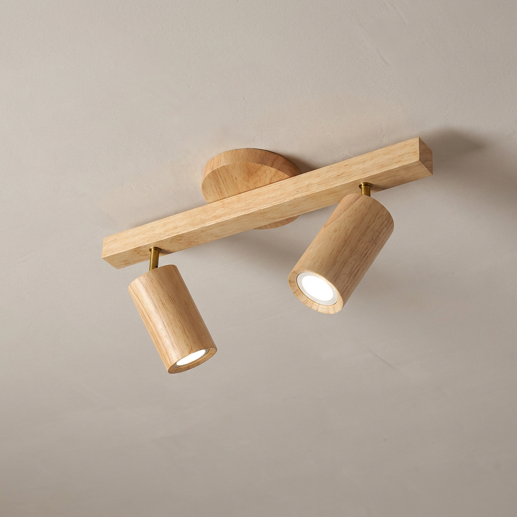 Two-head log-style ceiling spotlight with adjustable heads