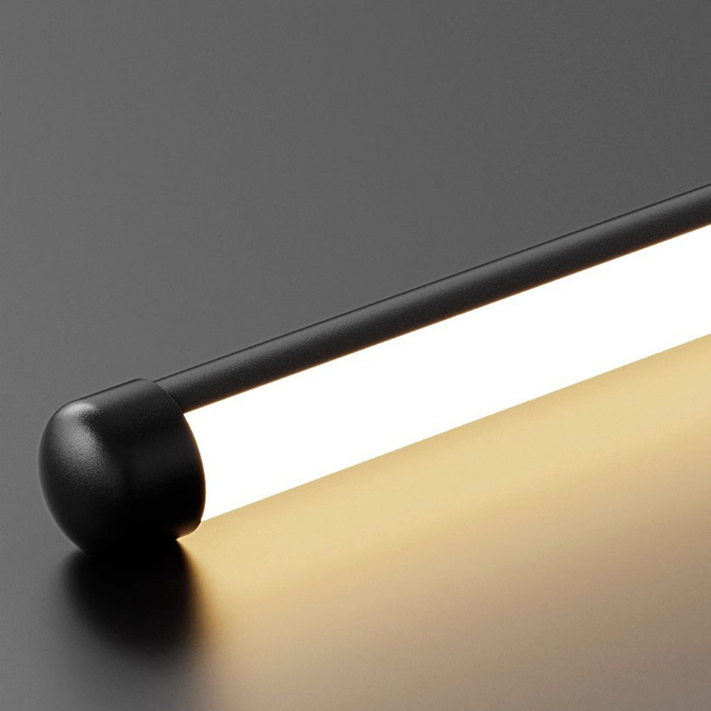 Close-up of illuminated LED wall light end
