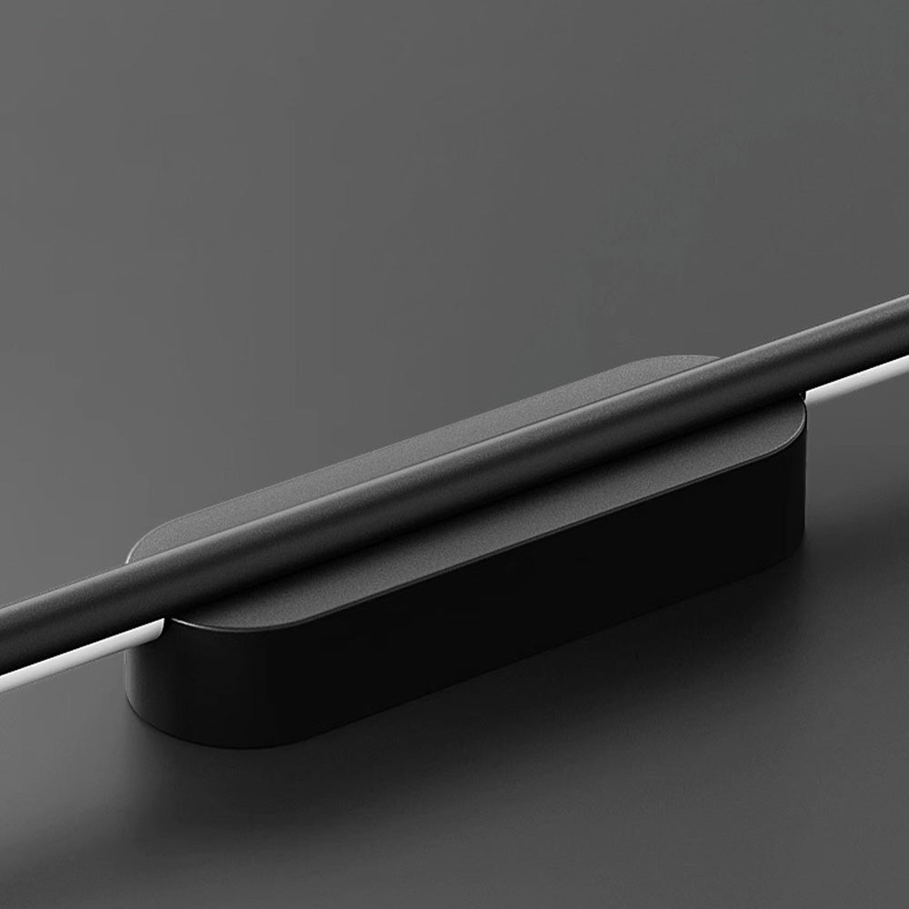Black aluminium LED wall light and mounting detail