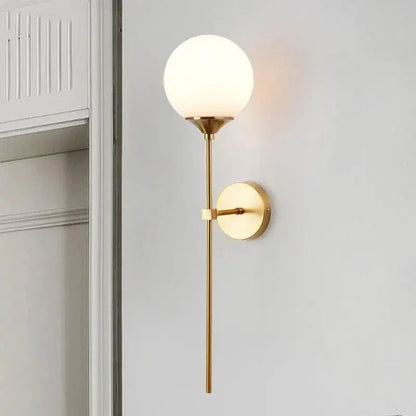 Opal globe wall sconce beside a doorway