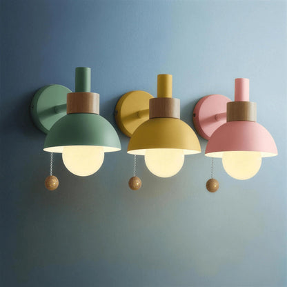 Green, yellow and pink Macaron globe wall lights
