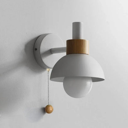 White globe wall light with round wall plate