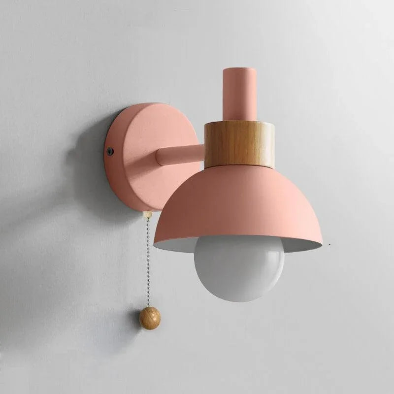 Pink Macaron globe wall light close-up