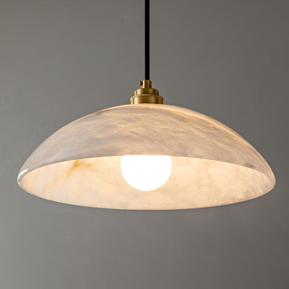 Bulb beneath the natural marble shade