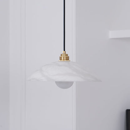 White marble pendant shade viewed close up
