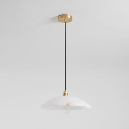 Marble dome pendant with canopy and dark suspension cable