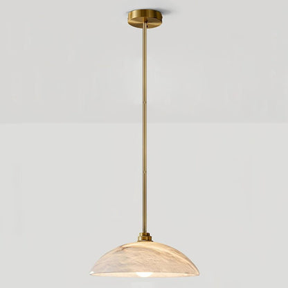 Marble pendant with metallic suspension rod and canopy