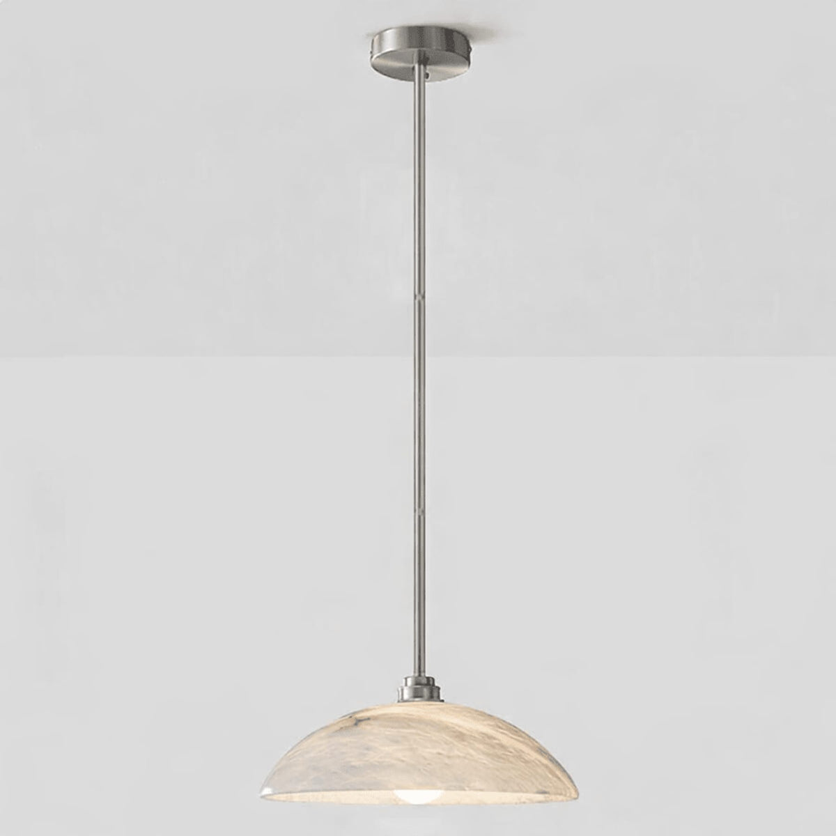 Marble dome pendant with silver-tone suspension rod and canopy