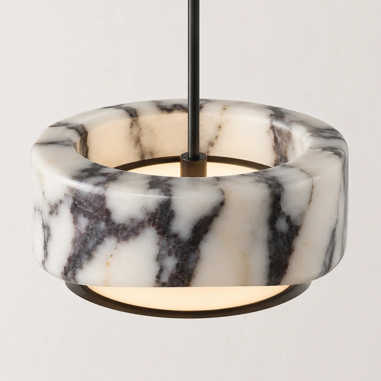 Natural Stone Round Pendant Light with Integrated LED