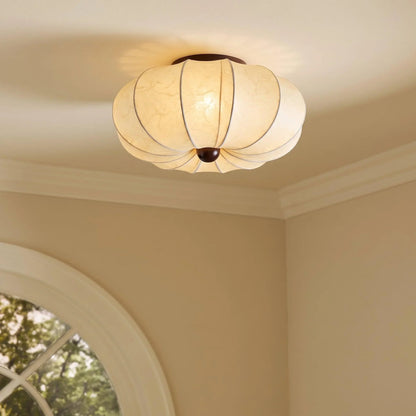 Silk ceiling light with rounded petal-like sections