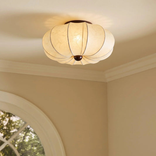 Silk ceiling light with rounded petal-like sections