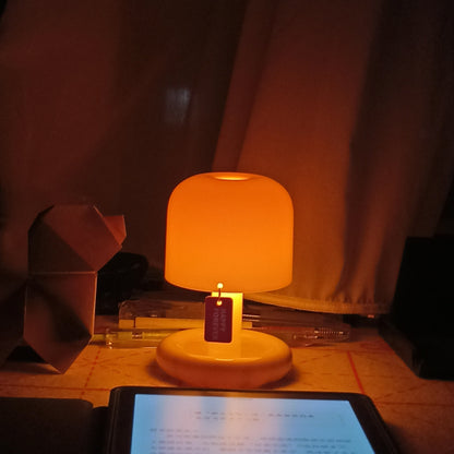 Mini mushroom table lamp with rounded base and warm LED glow 17
