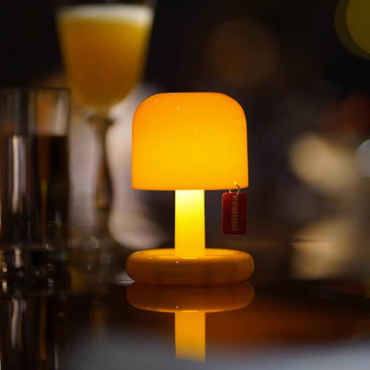 Mini mushroom table lamp with rounded base and warm LED glow 25