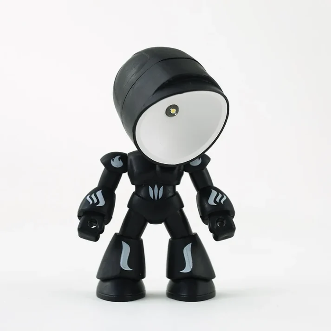 Black mini robot LED table lamp