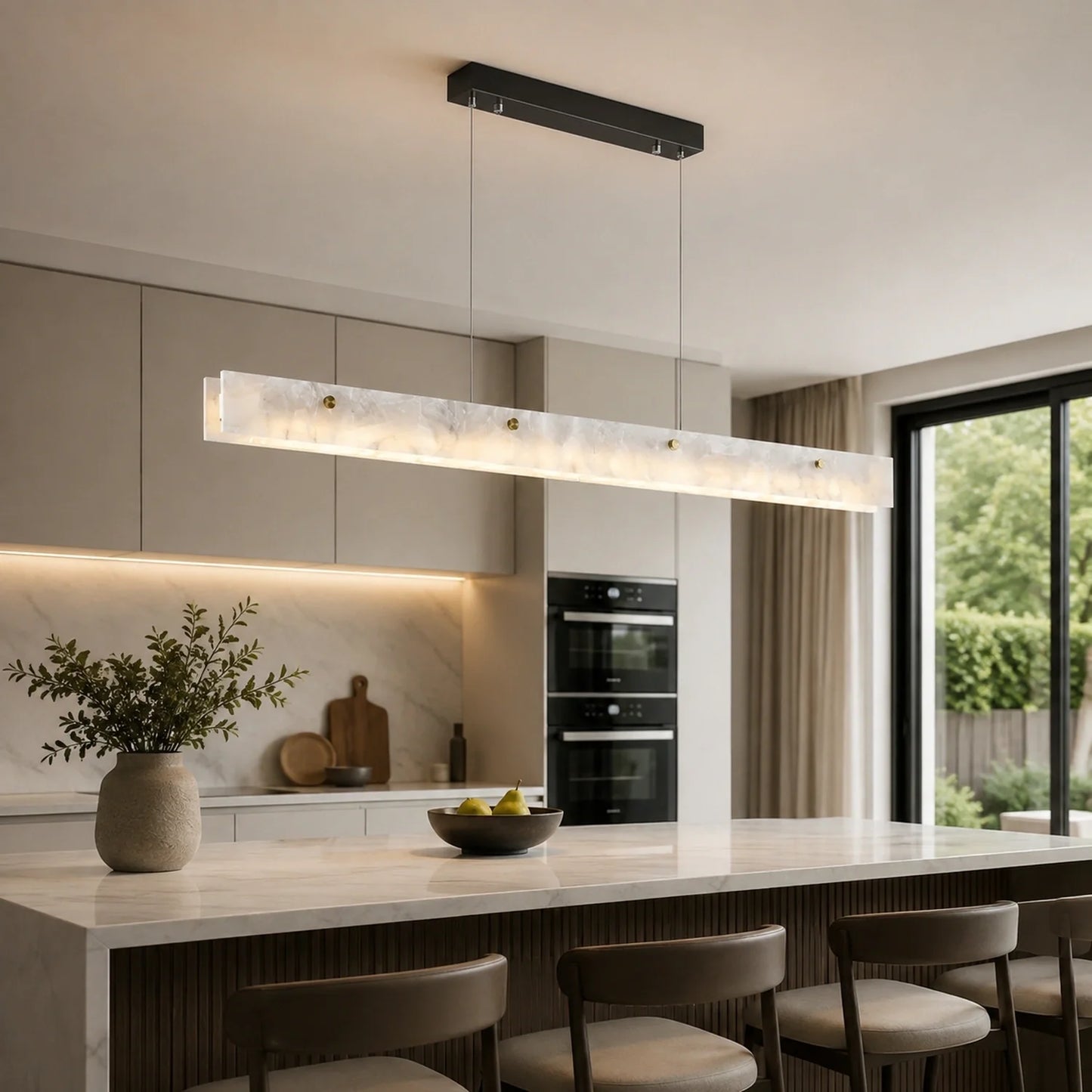 Natural Marble Linear Pendant Light