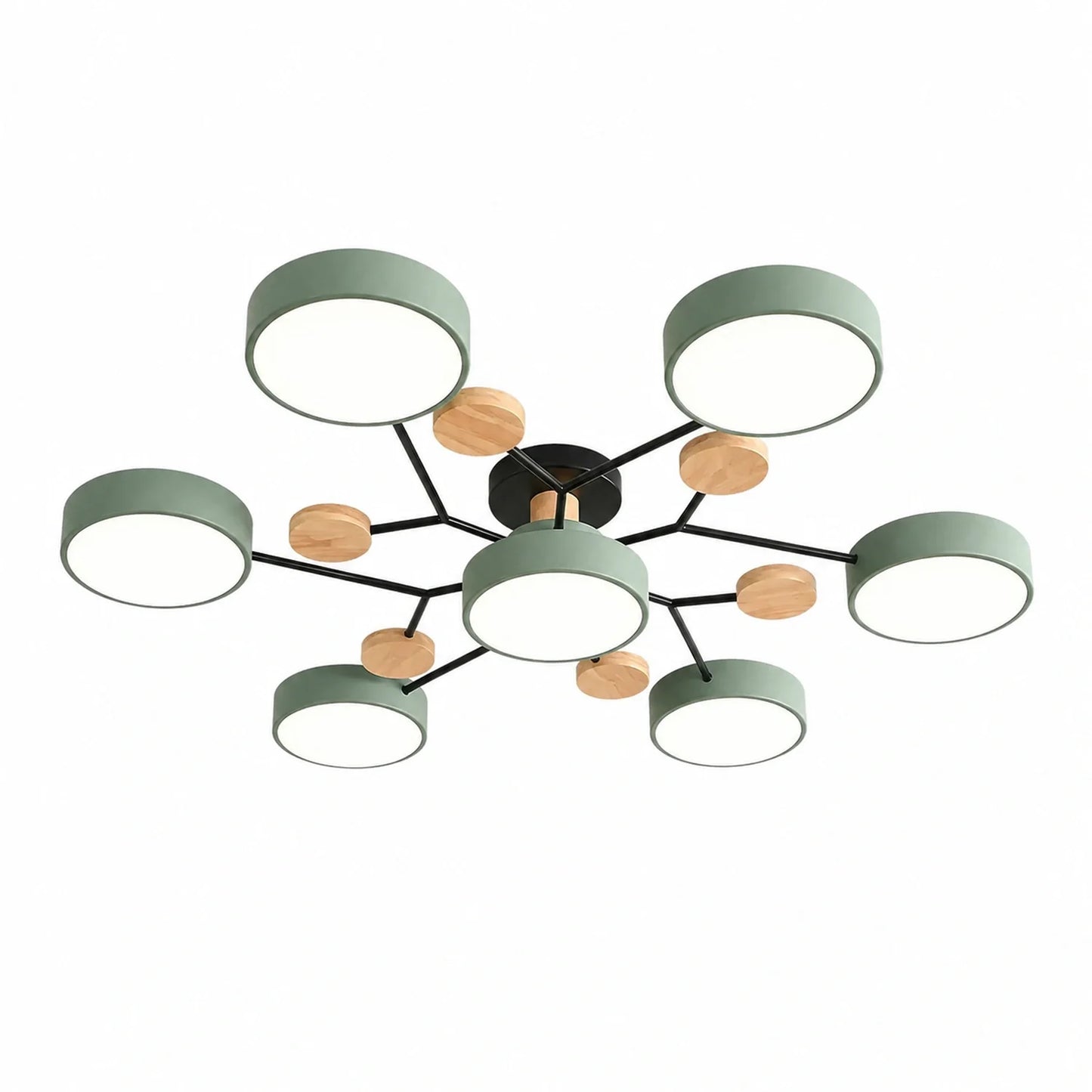 Modern Round LED Ceiling Light with Wooden Accents