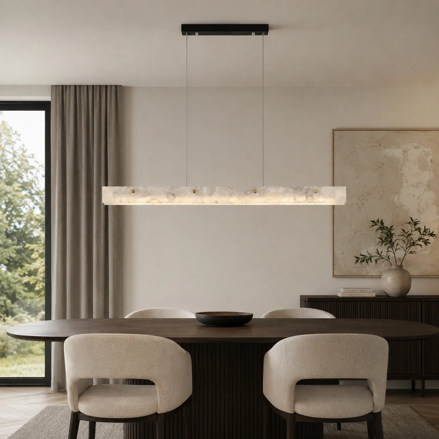 Natural Marble Linear Pendant Light