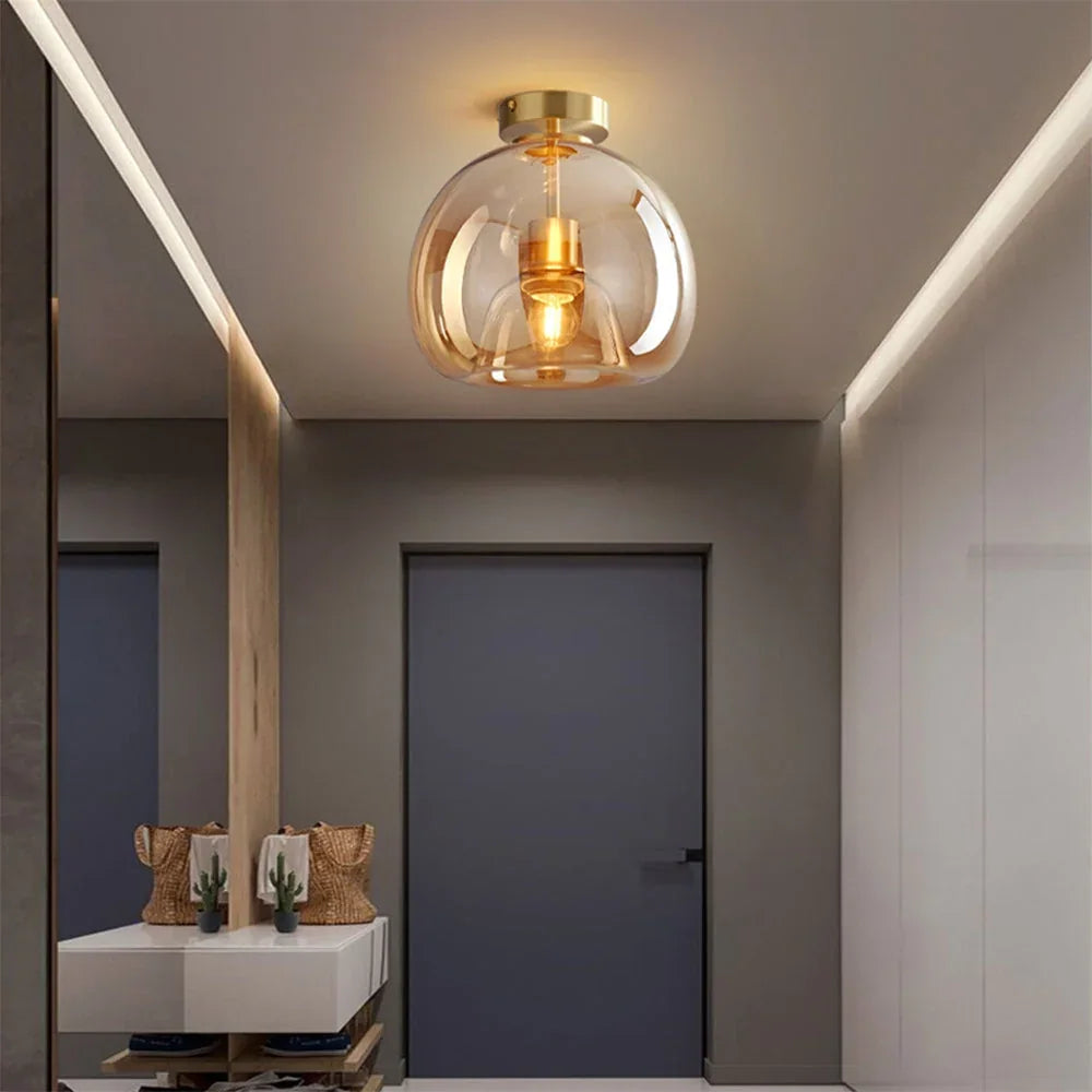 Modern glass flush mount ceiling light product view