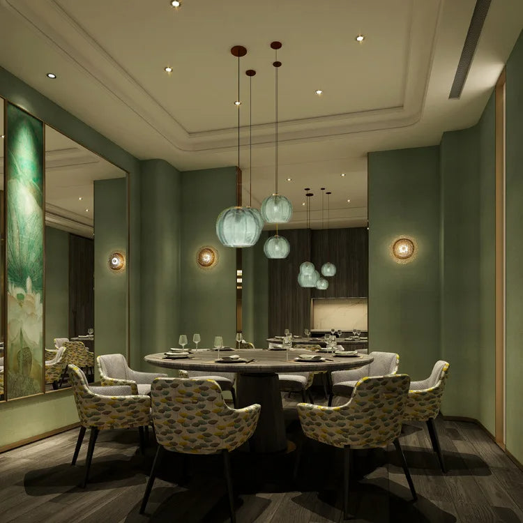 Modern green glass pendant light