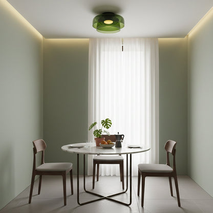 Modern layered glass ceiling light detail view