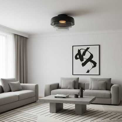 Modern layered glass ceiling light detail view