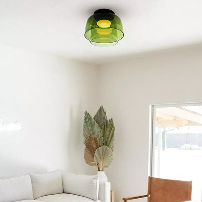 Modern layered glass ceiling light detail view