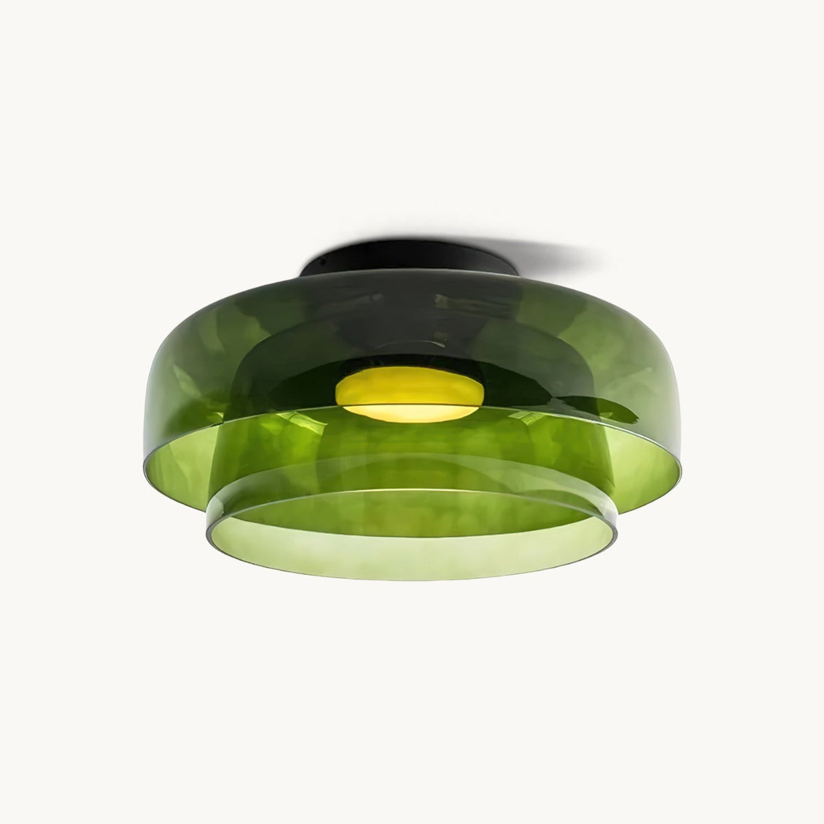 Modern layered glass ceiling light detail view