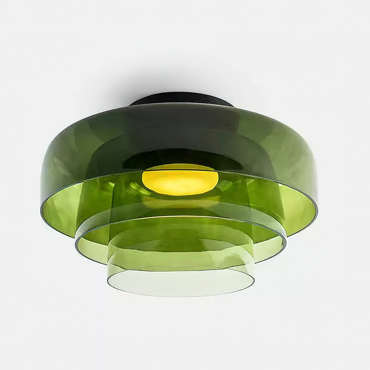 Modern layered glass ceiling light detail view