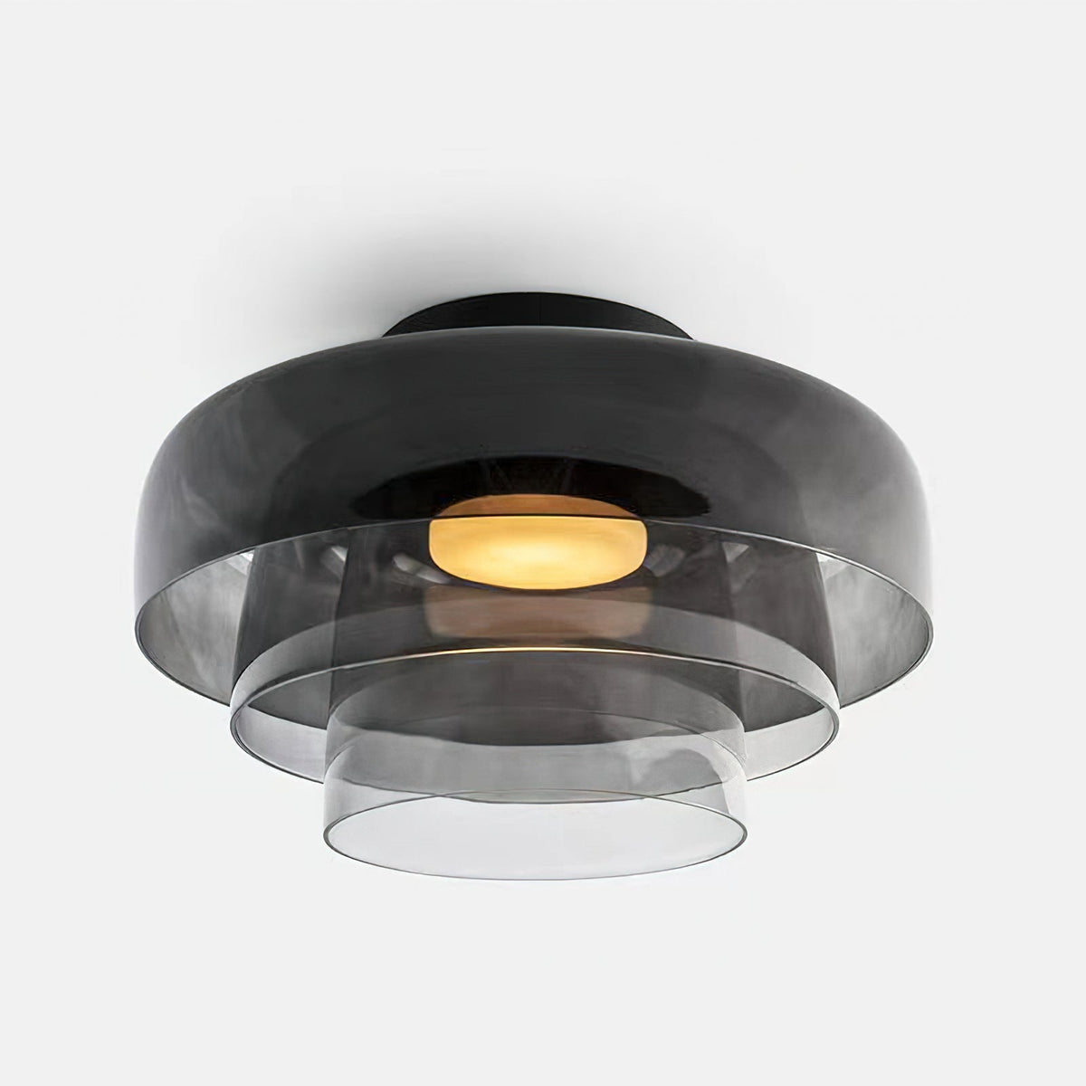 Modern layered glass ceiling light detail view