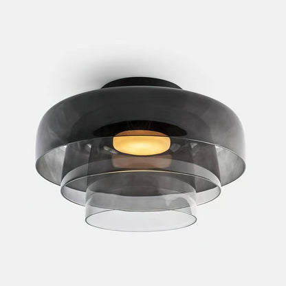Modern layered glass ceiling light detail view