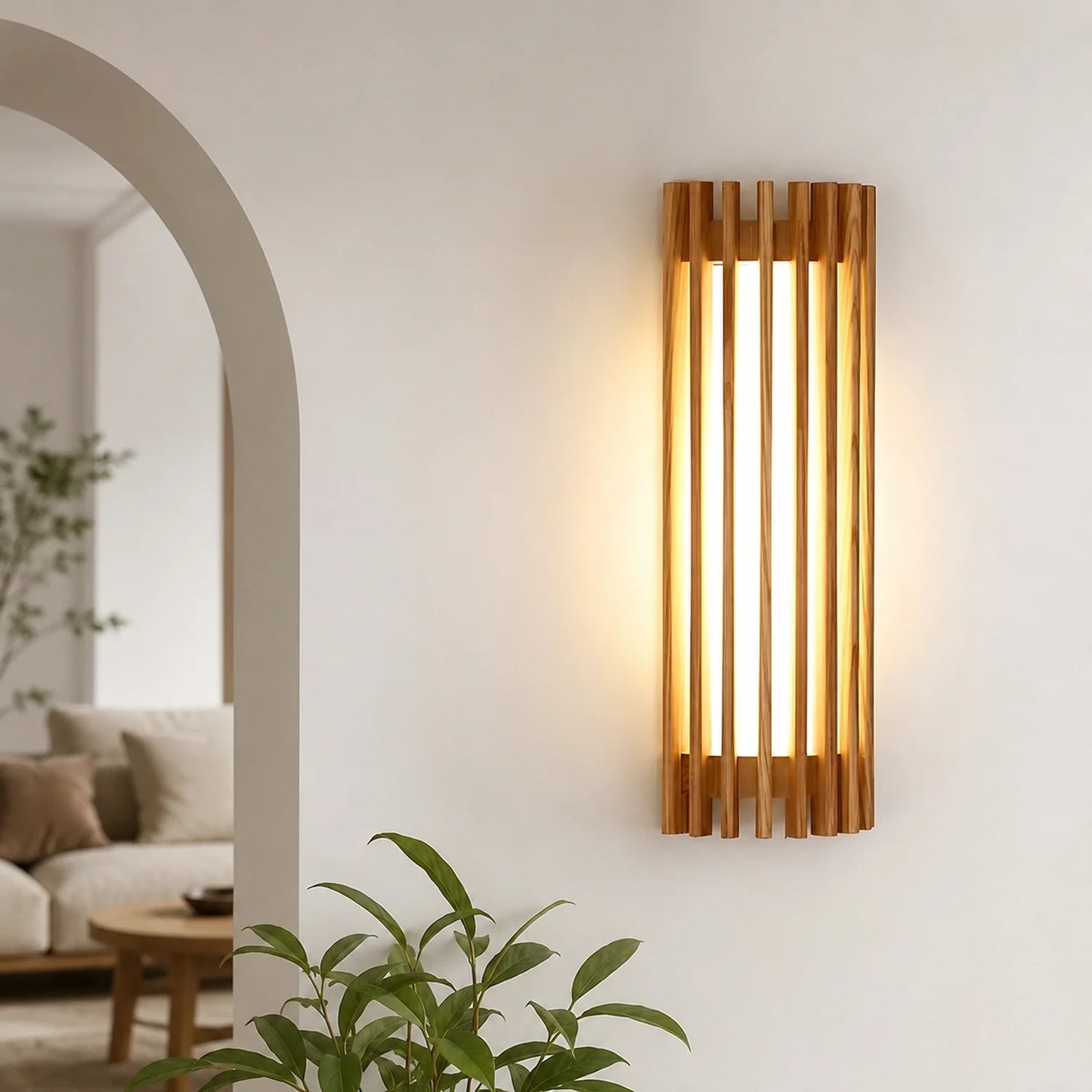 Wabi-Sabi Wood and Acrylic LED Wall Sconce