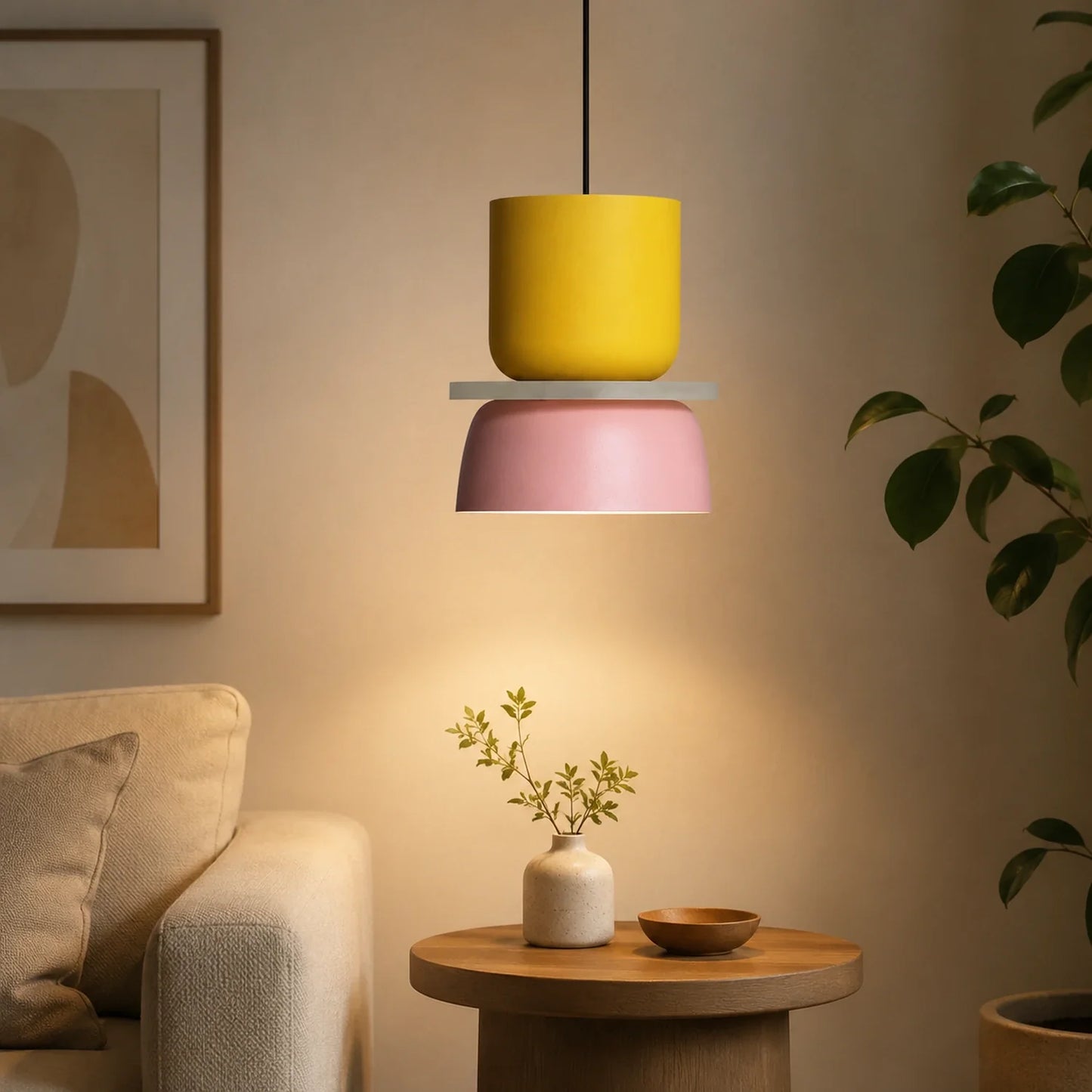 Modern Macaron Pendant Light with Iron and Acrylic Shade