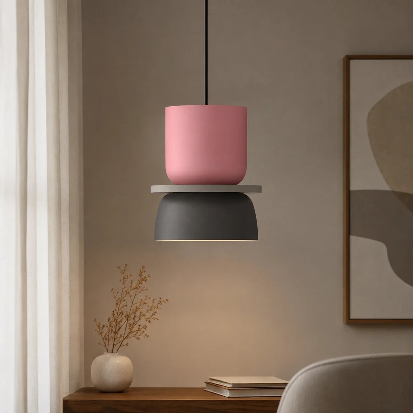 Modern Macaron Pendant Light with Iron and Acrylic Shade