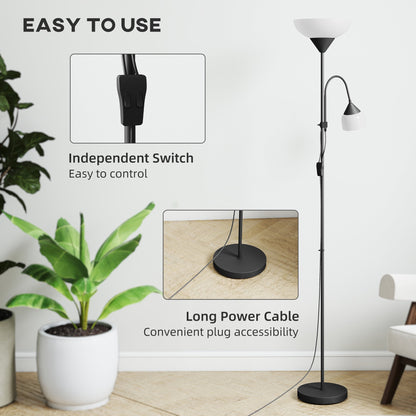 Black mother and child floor lamp with independent switches