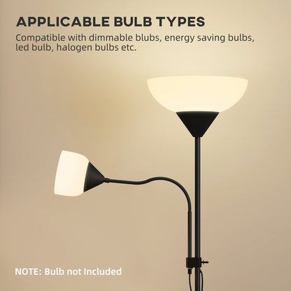 Black mother and child floor lamp with E27 and E14 bulb fittings