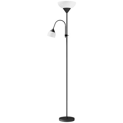 Black mother and child floor lamp with uplighter and reading light