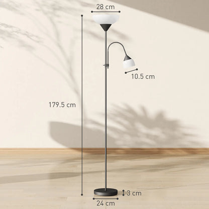 Black mother and child floor lamp with height and shade dimensions