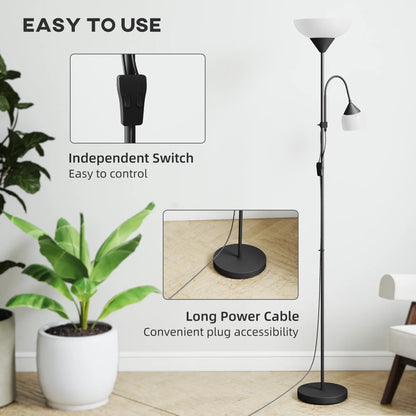 Black mother and child floor lamp with independent switches
