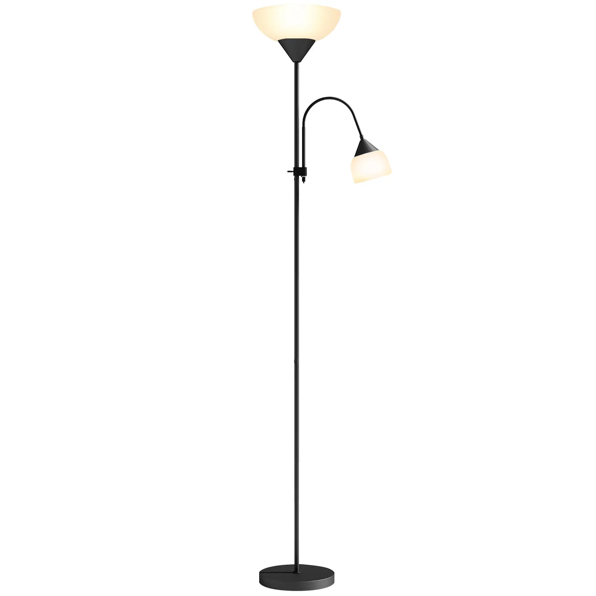 Black mother and child floor lamp with uplighter and reading light