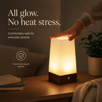 Hand touching the cool surface of the motion sensor lamp