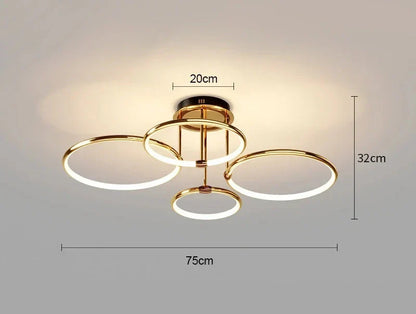 Four-ring LED ceiling light, 75 cm width and 32 cm height