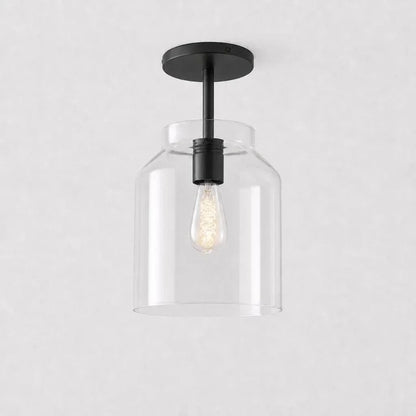 Clear glass ceiling light with dark bronze stem