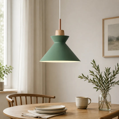 Modern Wood and Iron Pendant Light