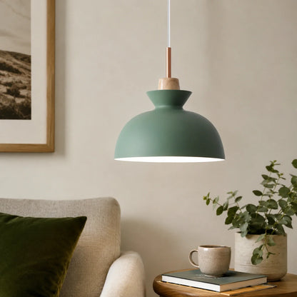 Modern Wood and Iron Pendant Light