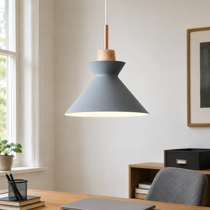 Modern Wood and Iron Pendant Light