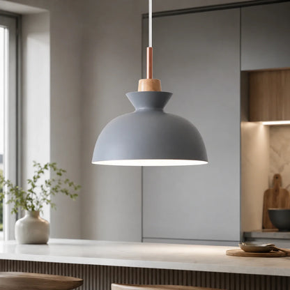 Modern Wood and Iron Pendant Light