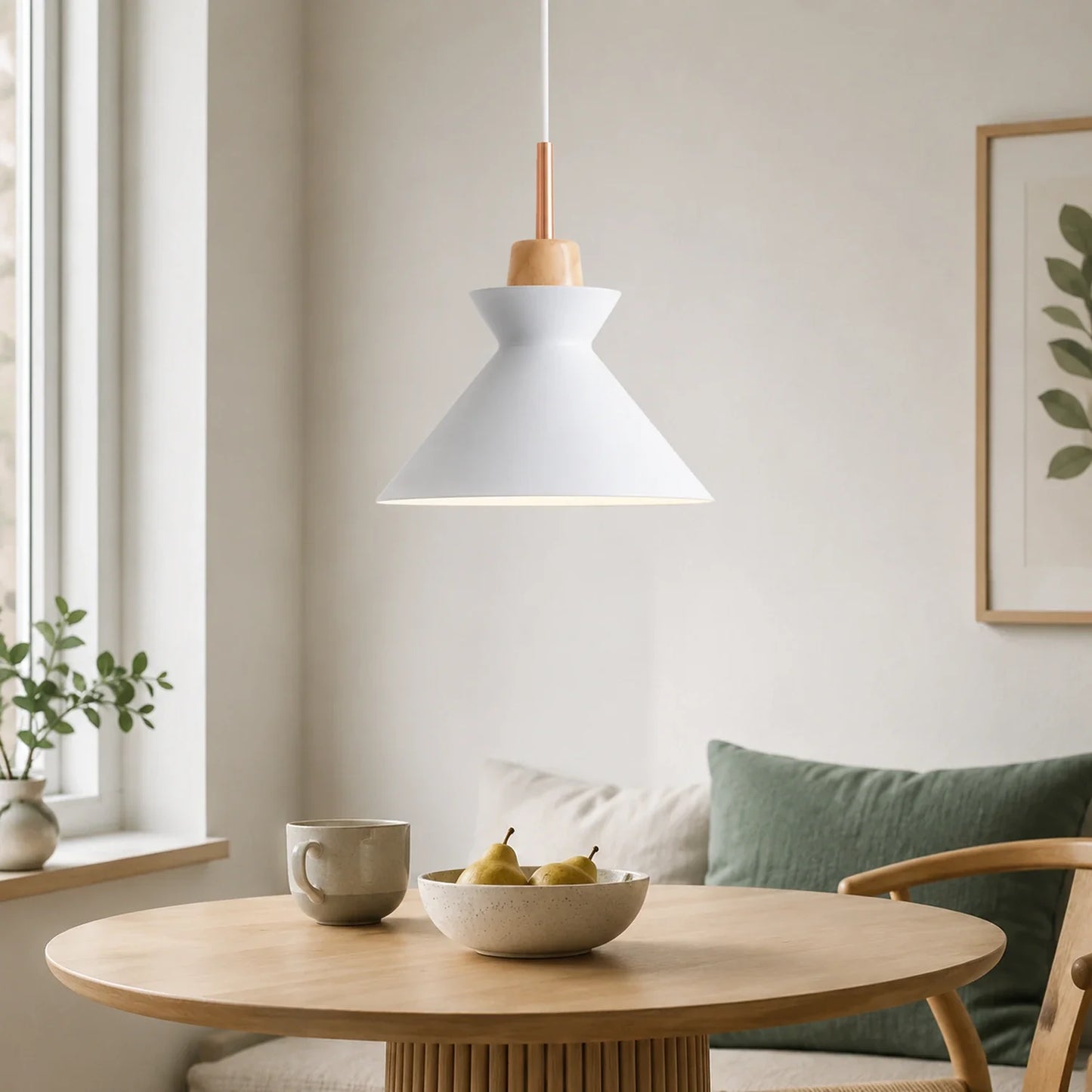 Modern Wood and Iron Pendant Light