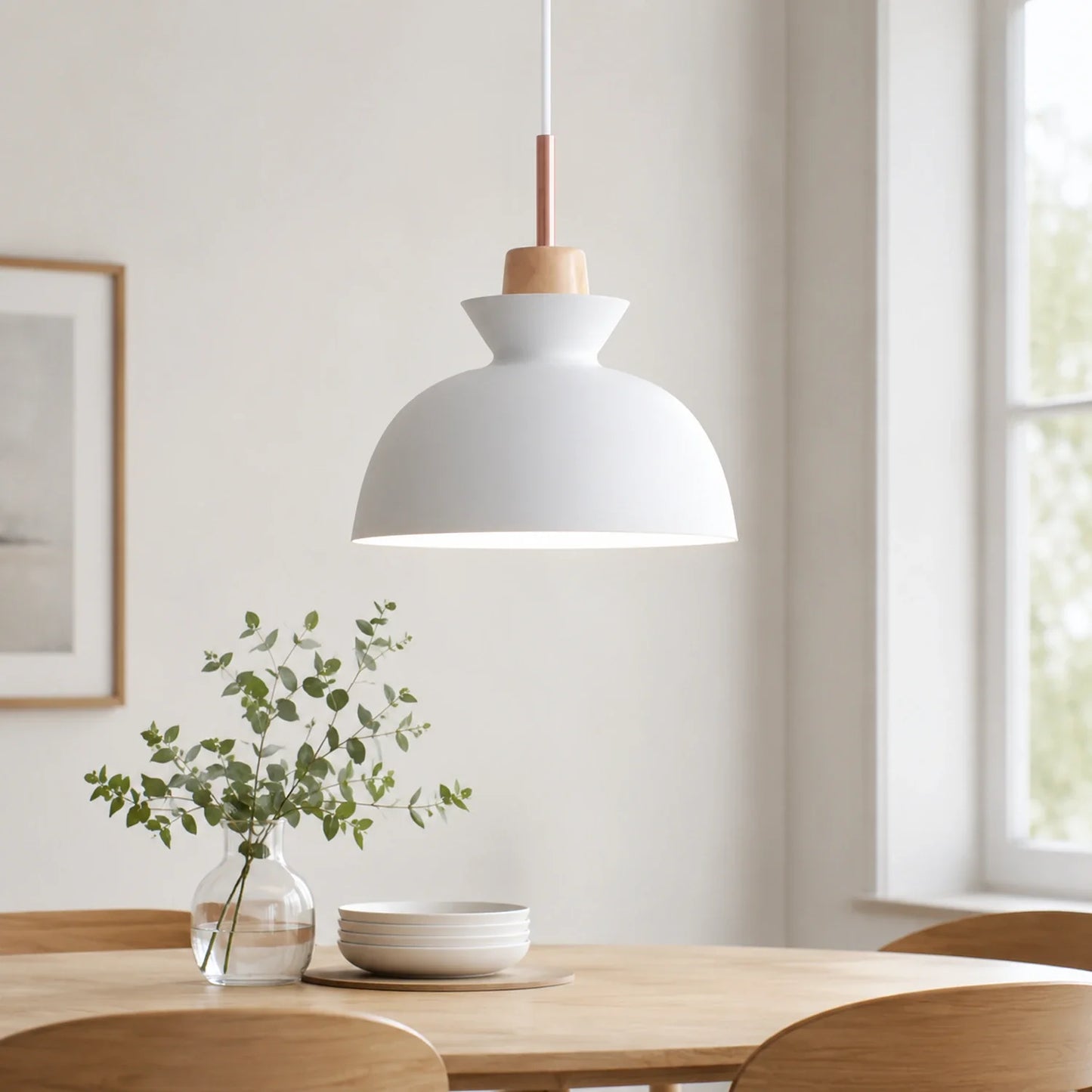 Modern Wood and Iron Pendant Light
