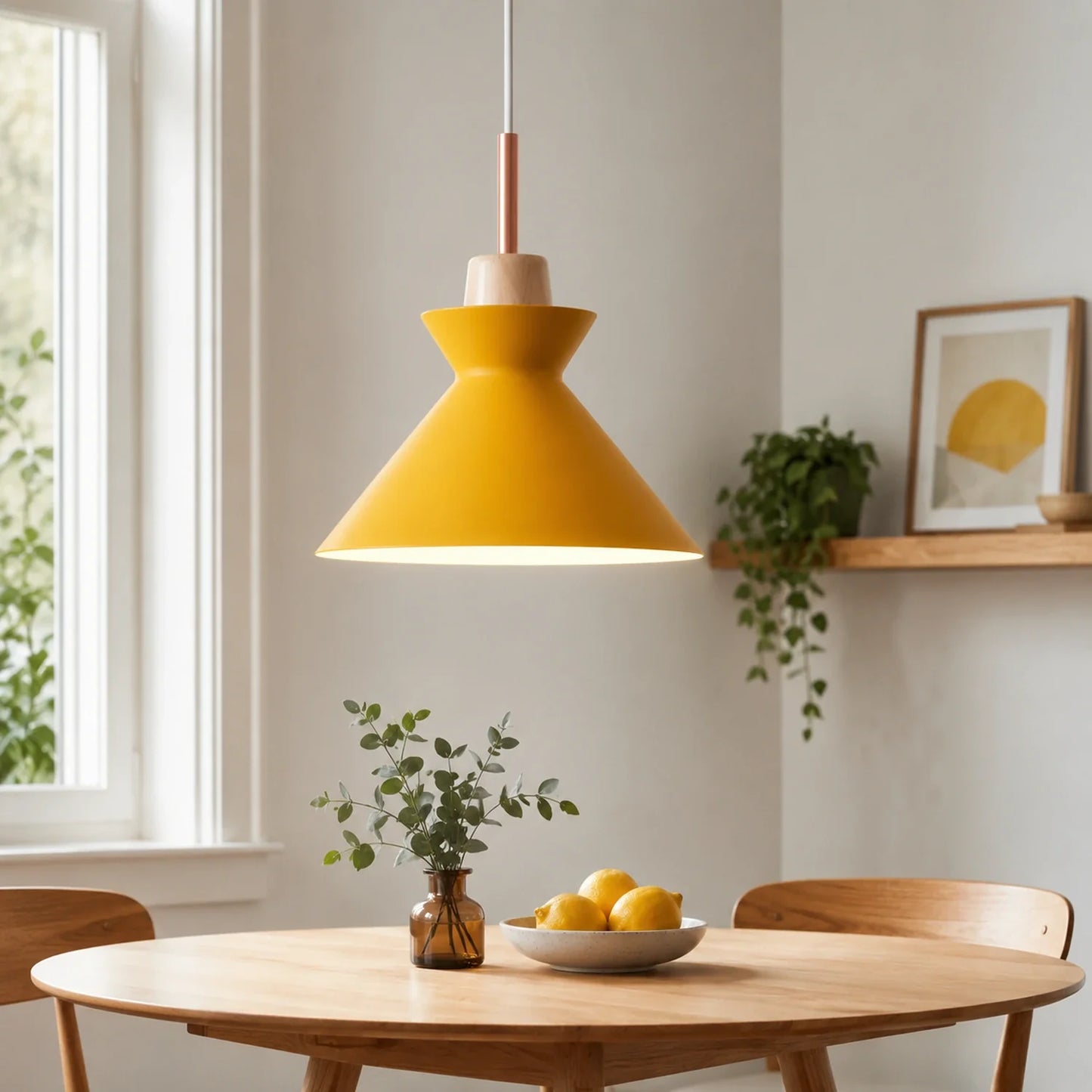 Modern Wood and Iron Pendant Light